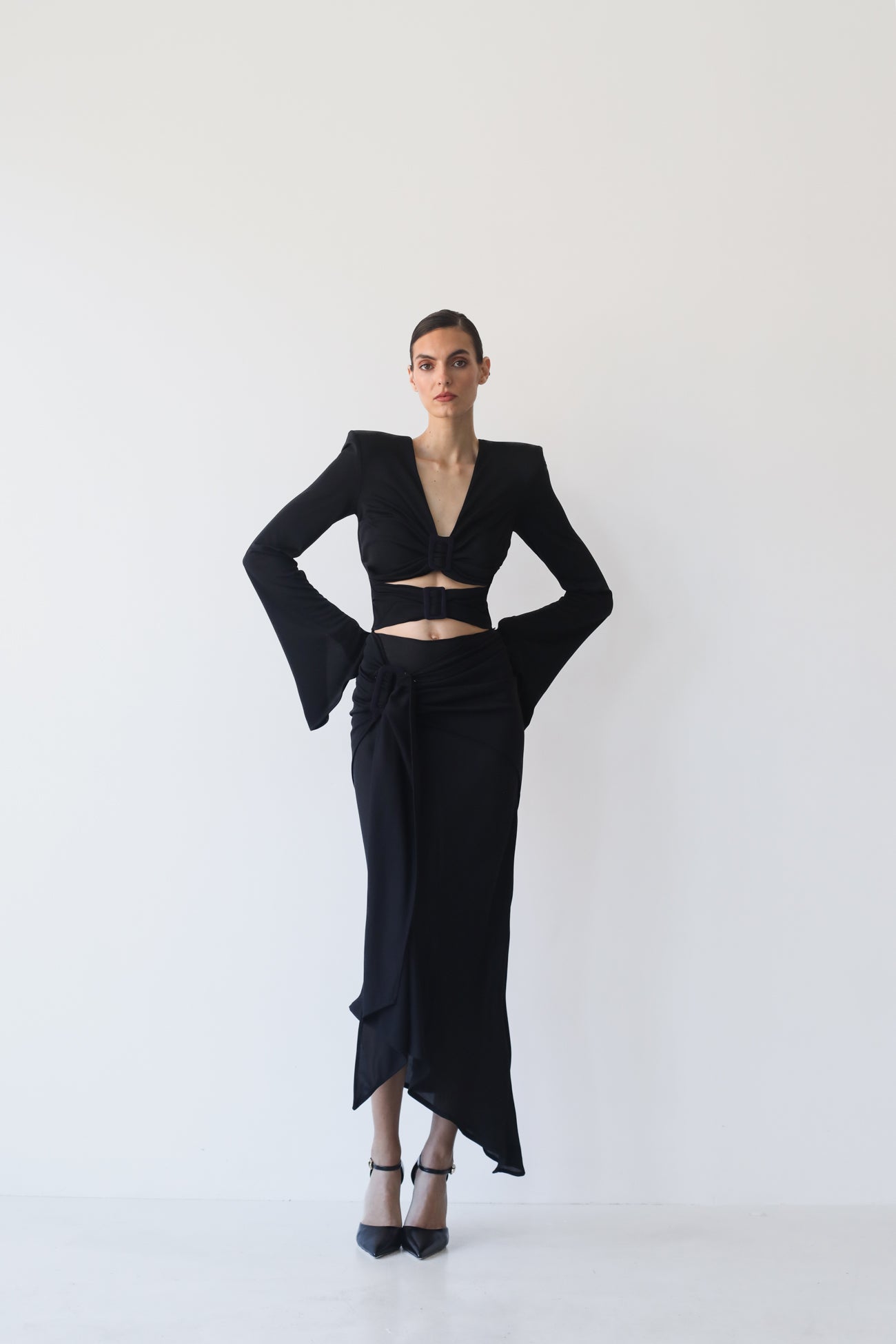 Asymmetric dress ATHAME black