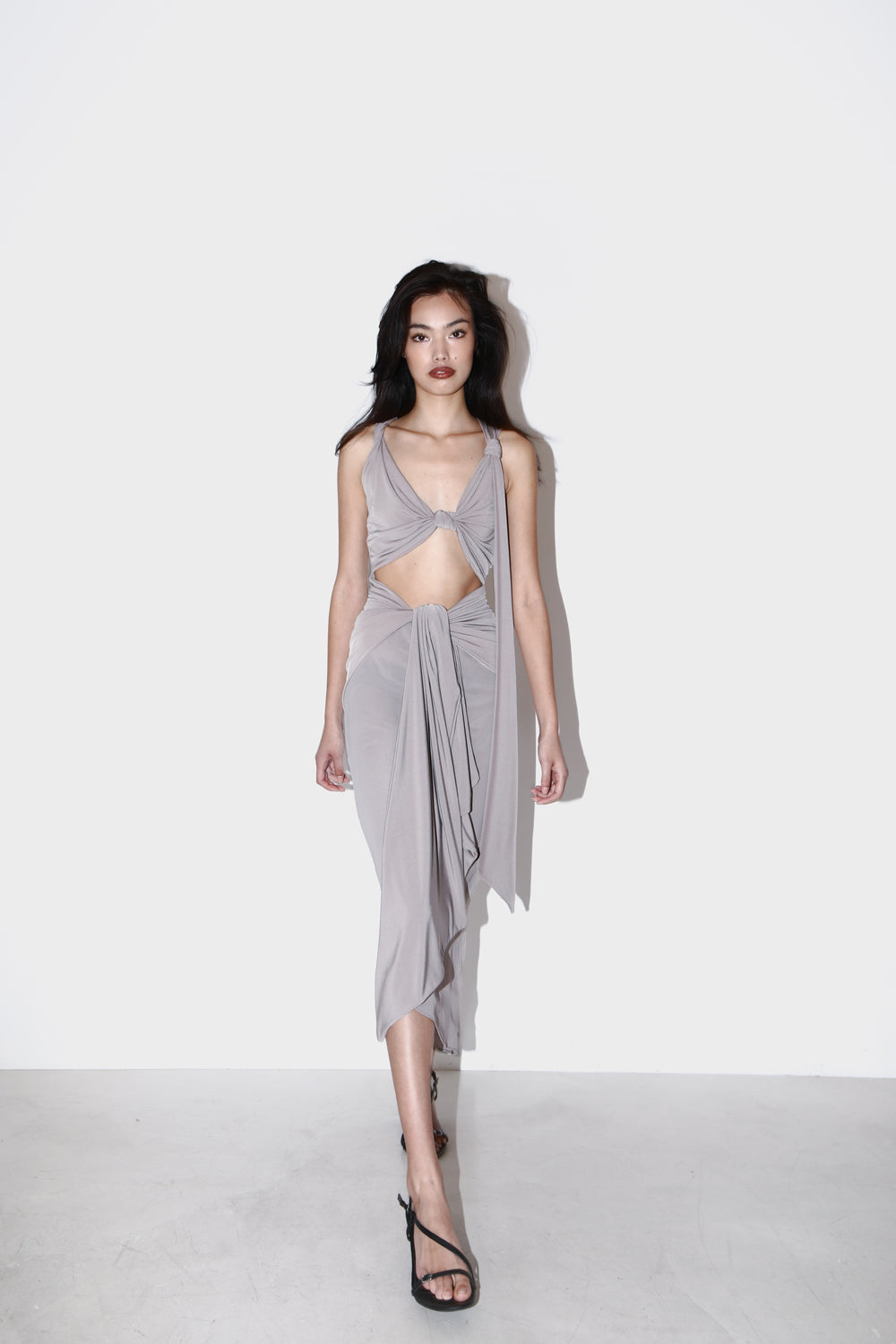 Asymmetric dress RUCA warm grey