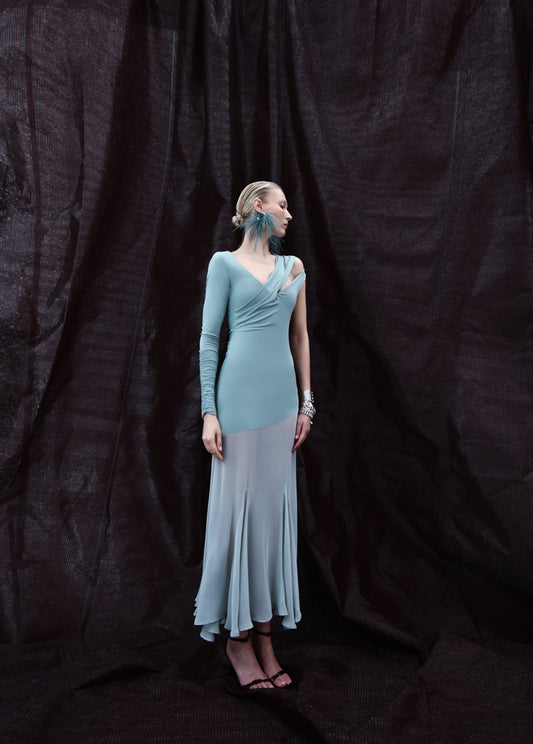 Asymmetric dress BAHIA smokeaqua