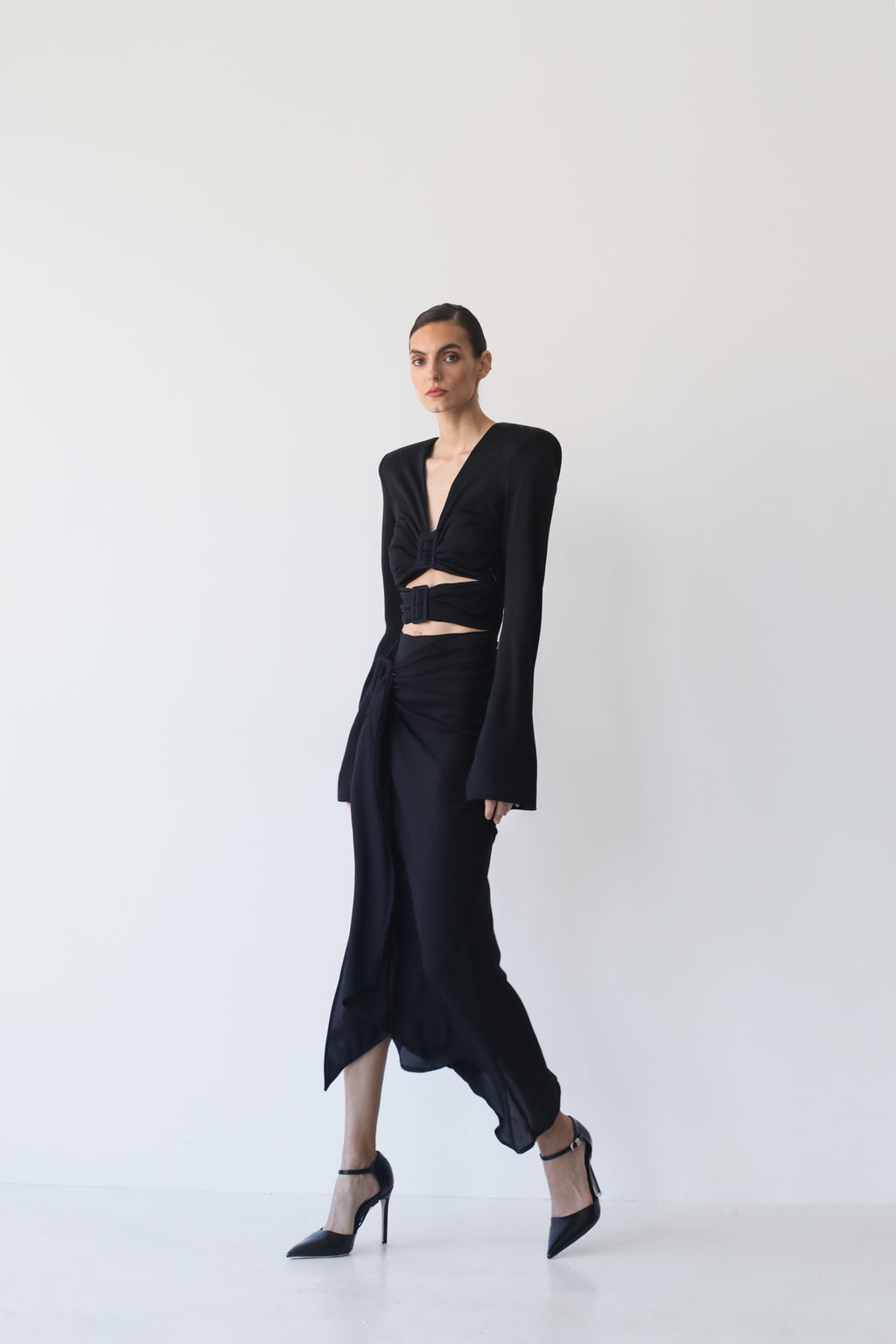 Asymmetric dress ATHAME black