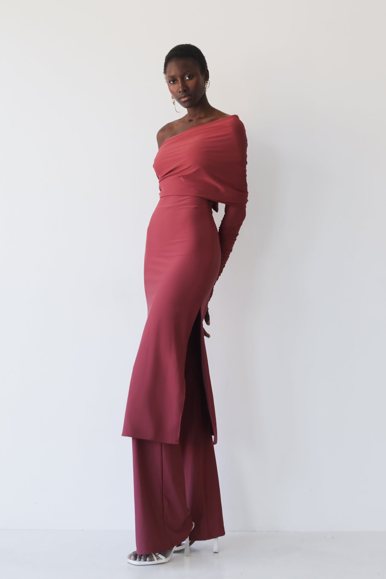 Off shoulders top BESESAKA & Full length trousers OTHILA orchid