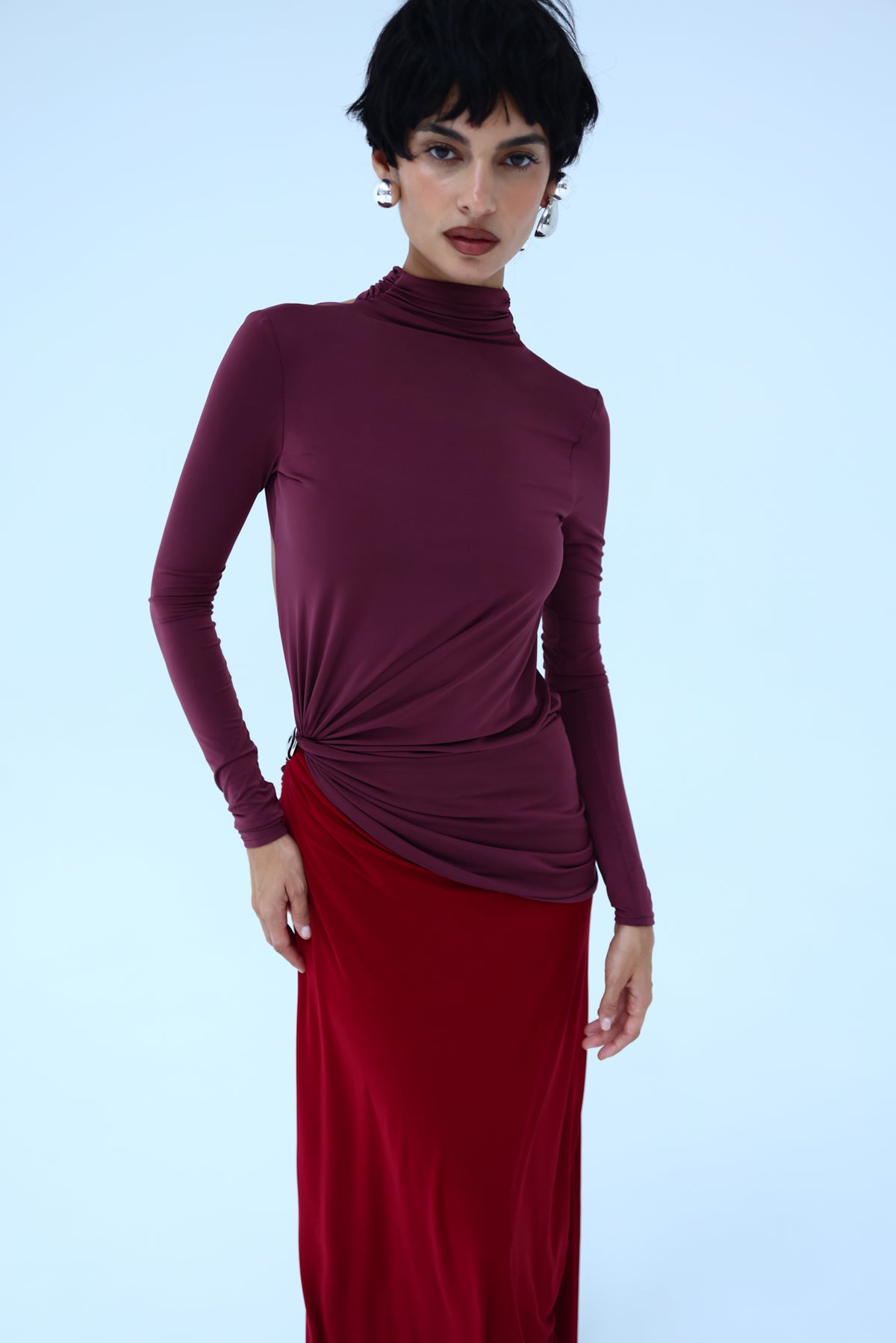 PIEGA TESA dress by BOCHEVA, front detail
