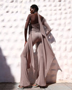 set beige resortwear for events