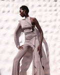 set beige resortwear for events